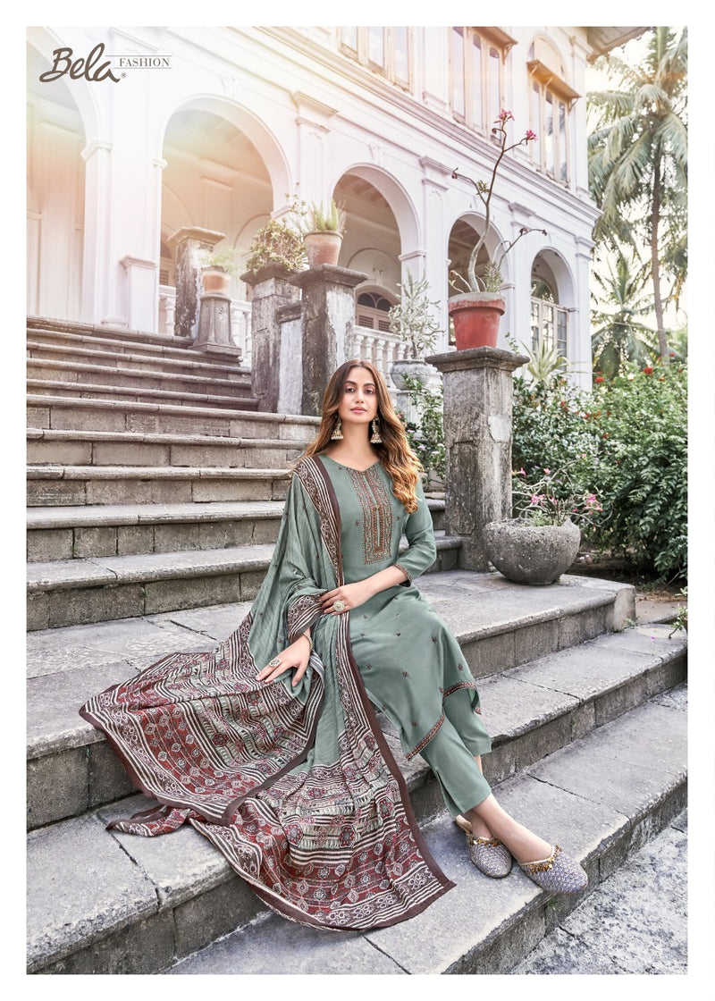 Bela Fashion Naayaab Maslin Digital Mulberry Silk Embroidered Salwar Kameez