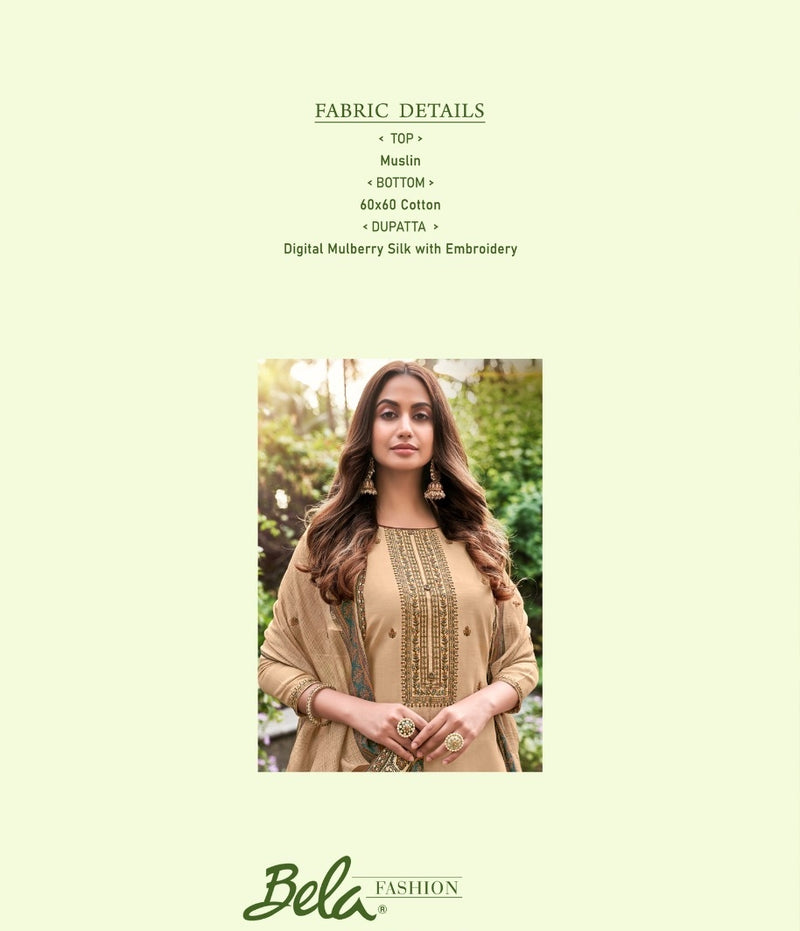 Bela Fashion Naayaab Maslin Digital Mulberry Silk Embroidered Salwar Kameez