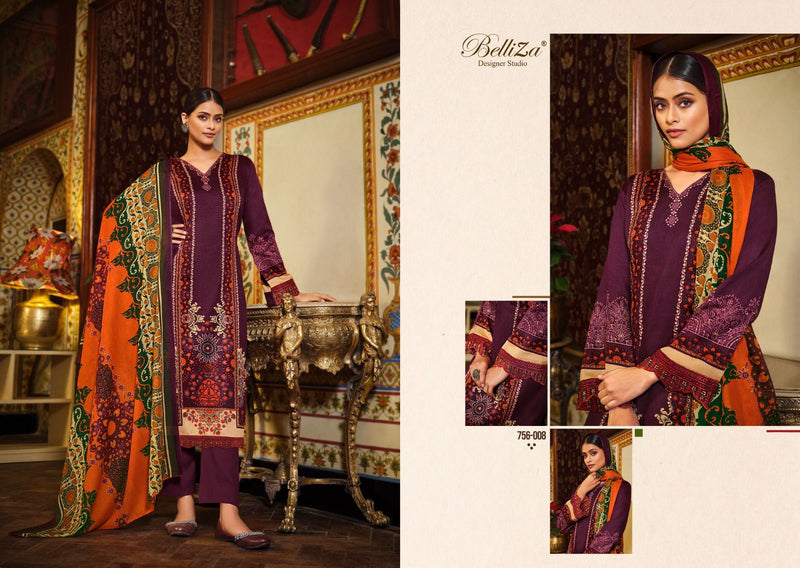 Belliza Designer Studio Haafiza Pure Jam Cotton Digital Print Embroidered Work Salwar Kameez