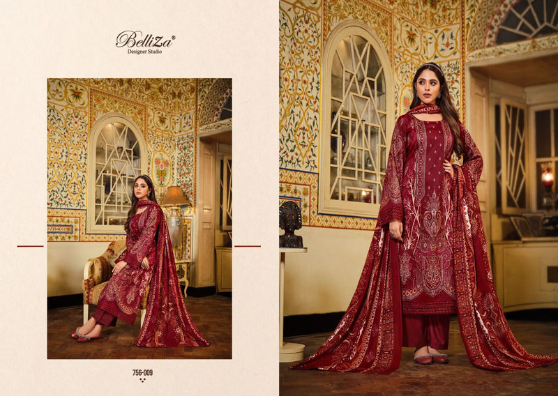 Belliza Designer Studio Haafiza Pure Jam Cotton Digital Print Embroidered Work Salwar Kameez
