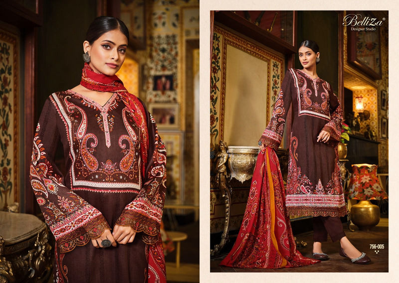 Belliza Designer Studio Haafiza Pure Jam Cotton Digital Print Embroidered Work Salwar Kameez
