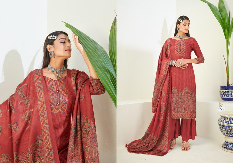 Bipson Hasrat Woolen Pashmina Digital Print Sequence Work Salwar Kameez
