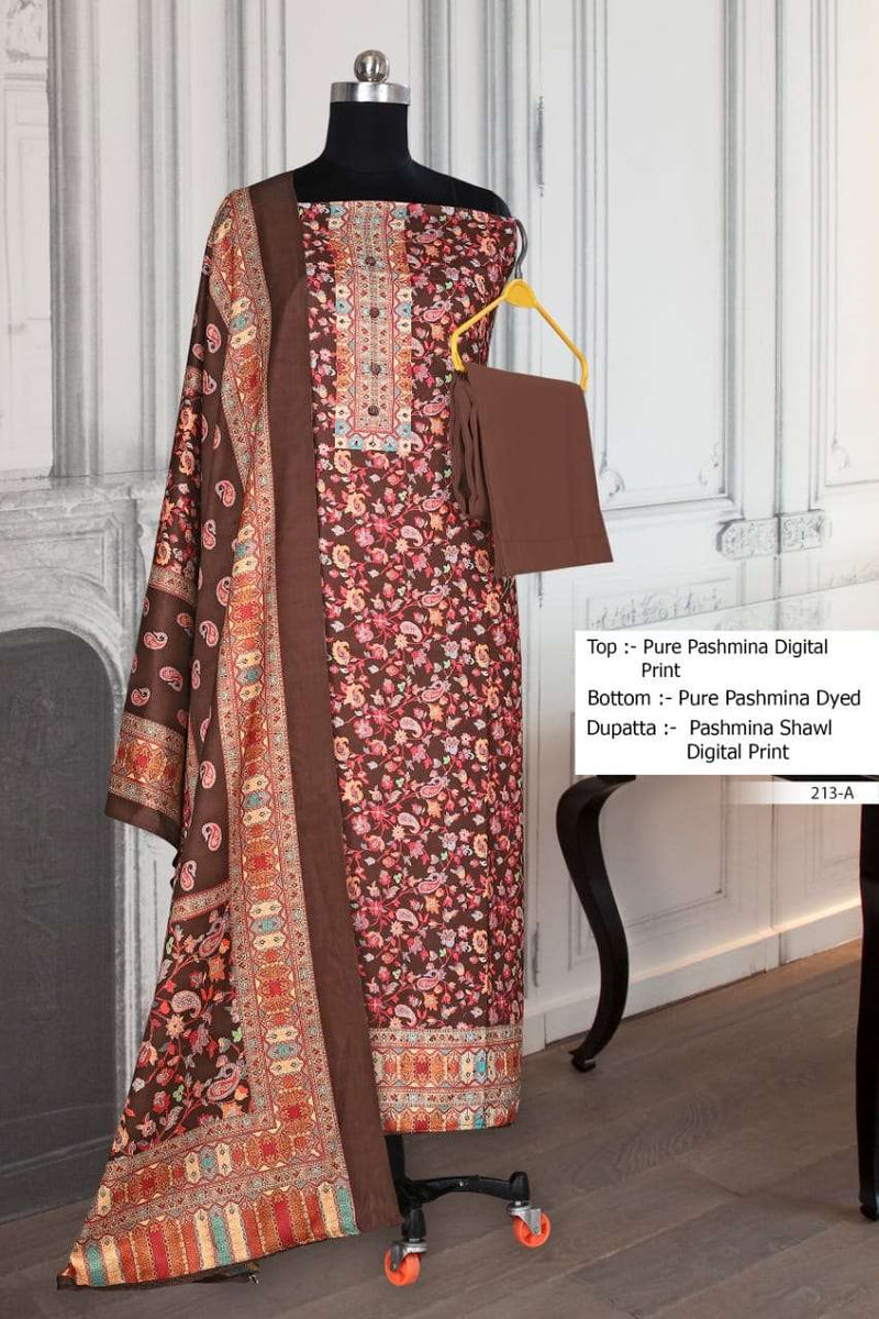 Bipson Pashmina D No 213 Woollen Pashmina Digital Print  Salwar Kameez