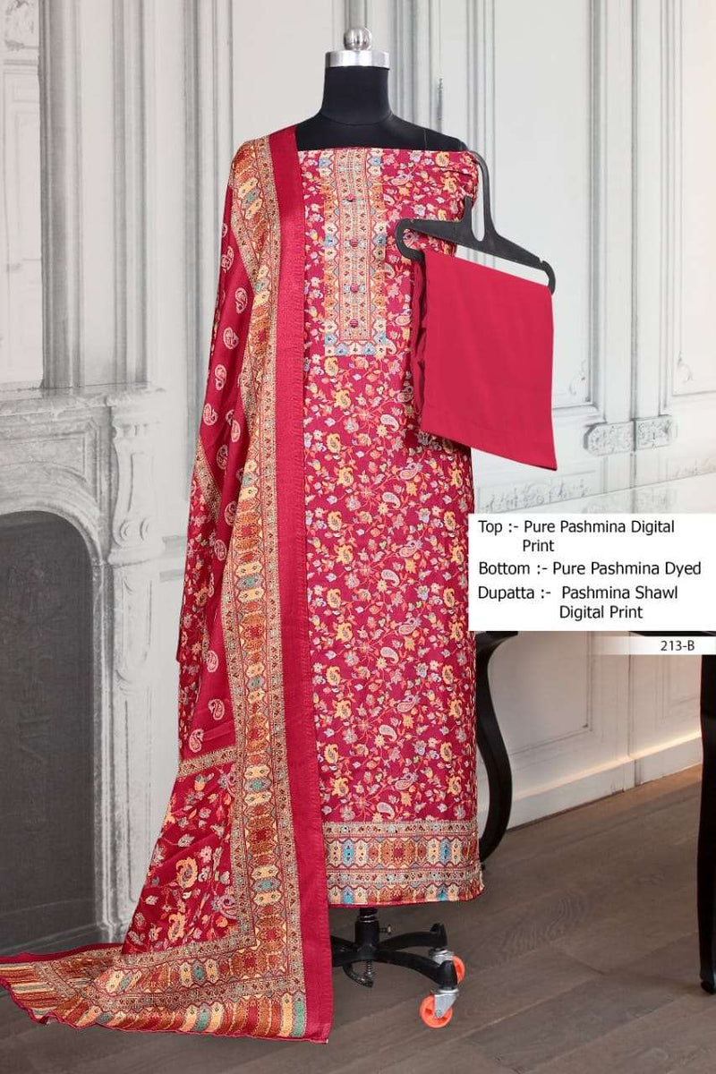 Bipson Pashmina D No 213 Woollen Pashmina Digital Print  Salwar Kameez