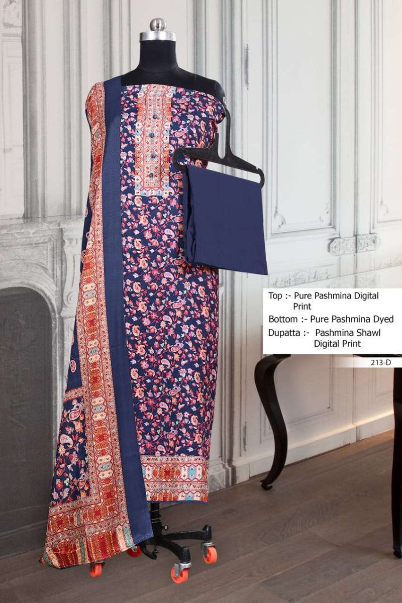 Bipson Pashmina D No 213 Woollen Pashmina Digital Print  Salwar Kameez