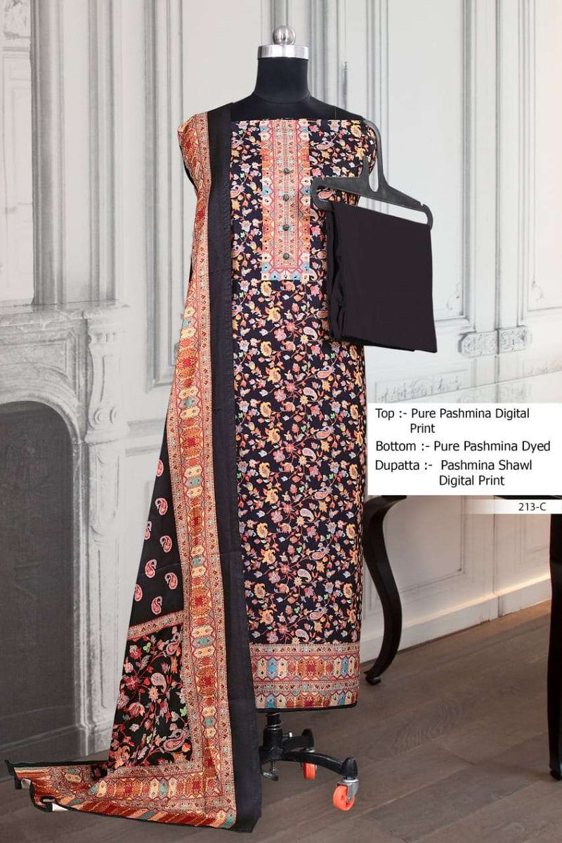 Bipson Pashmina D No 213 Woollen Pashmina Digital Print  Salwar Kameez
