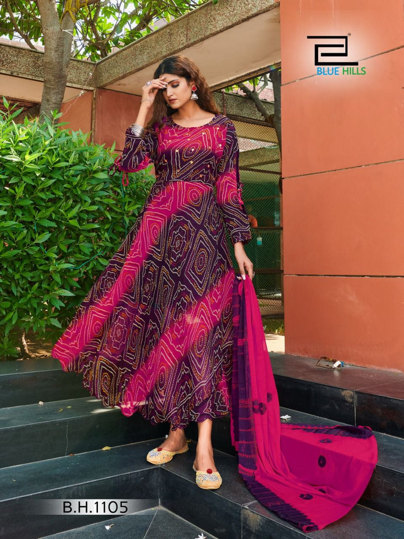Blue Hills Bandhani Special Vol 1 Chiffon Classic Bandhani Print Kurti Collection