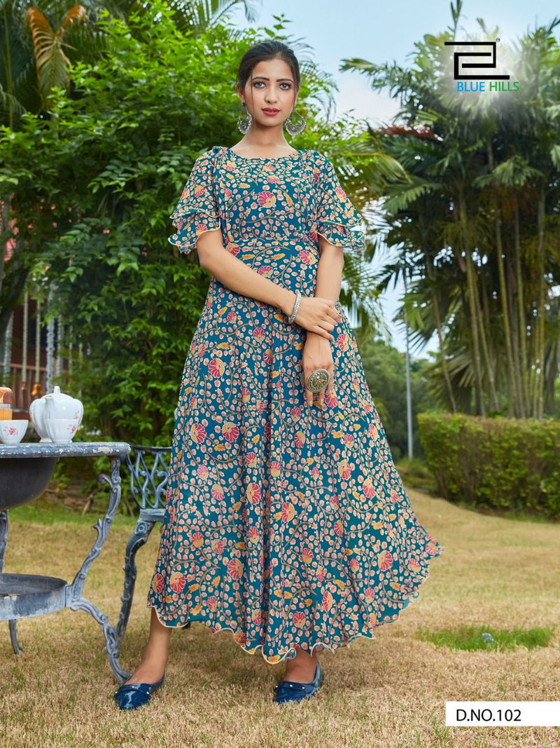 Blue Hills Big Bull Vol 3 Weightless Chiffon Digital Print Stylish Kurti