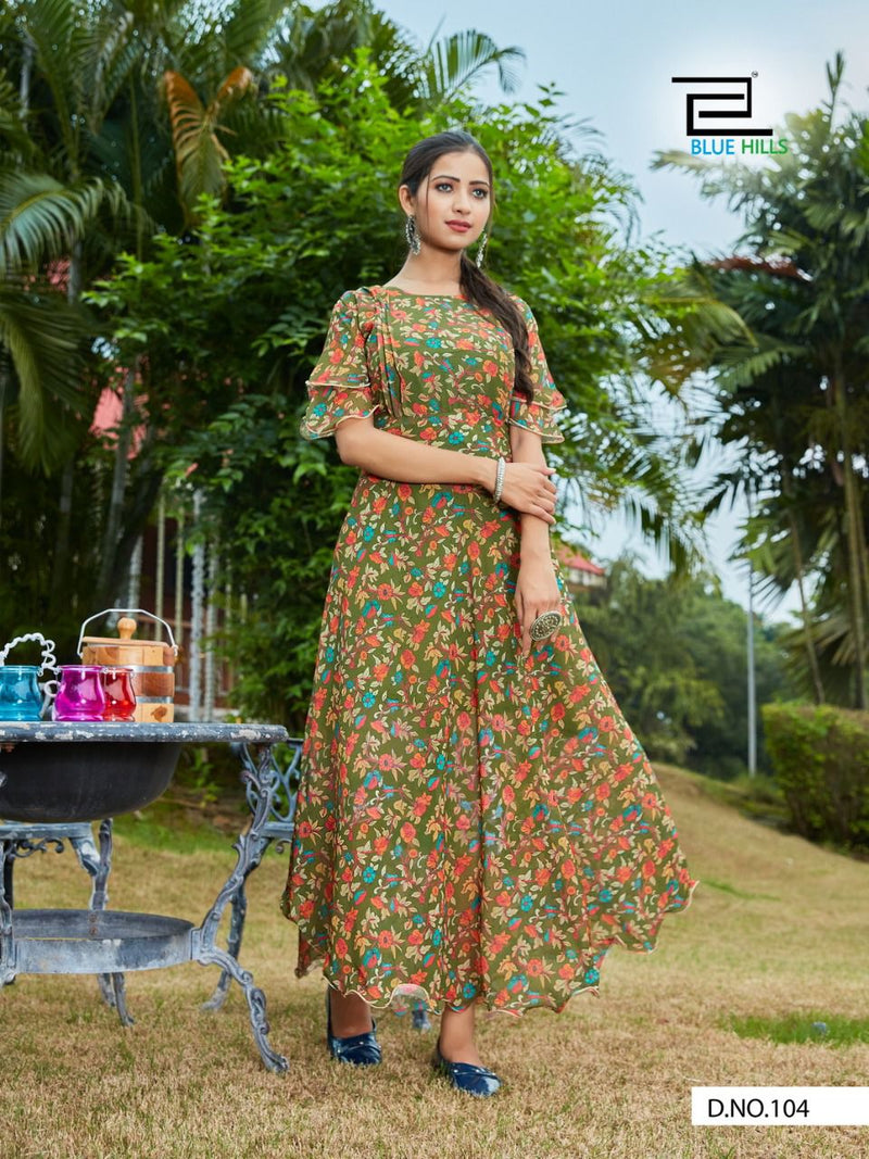 Blue Hills Big Bull Vol 3 Weightless Chiffon Digital Print Stylish Kurti