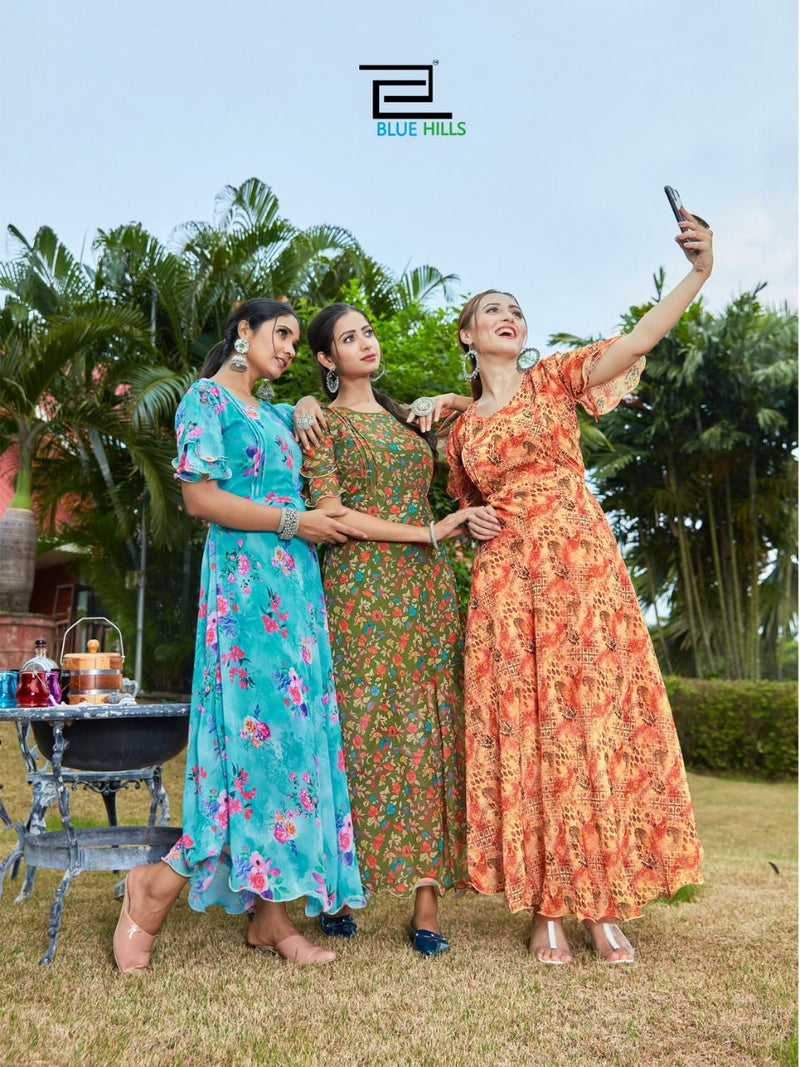 Blue Hills Big Bull Vol 3 Weightless Chiffon Digital Print Stylish Kurti