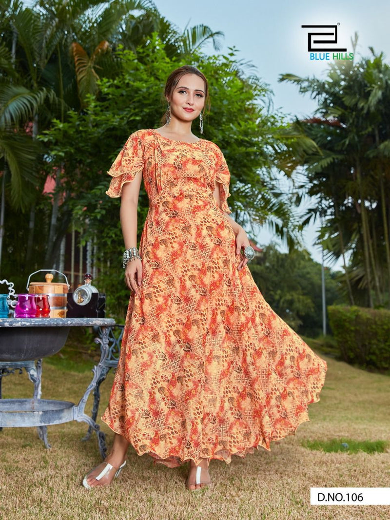 Blue Hills Big Bull Vol 3 Weightless Chiffon Digital Print Stylish Kurti