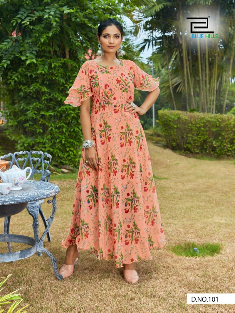 Blue Hills Big Bull Vol 3 Weightless Chiffon Digital Print Stylish Kurti