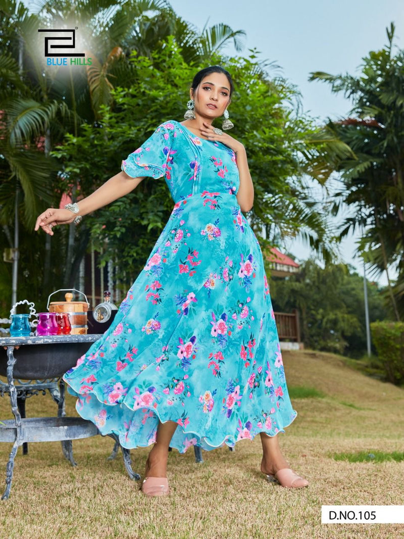 Blue Hills Big Bull Vol 3 Weightless Chiffon Digital Print Stylish Kurti