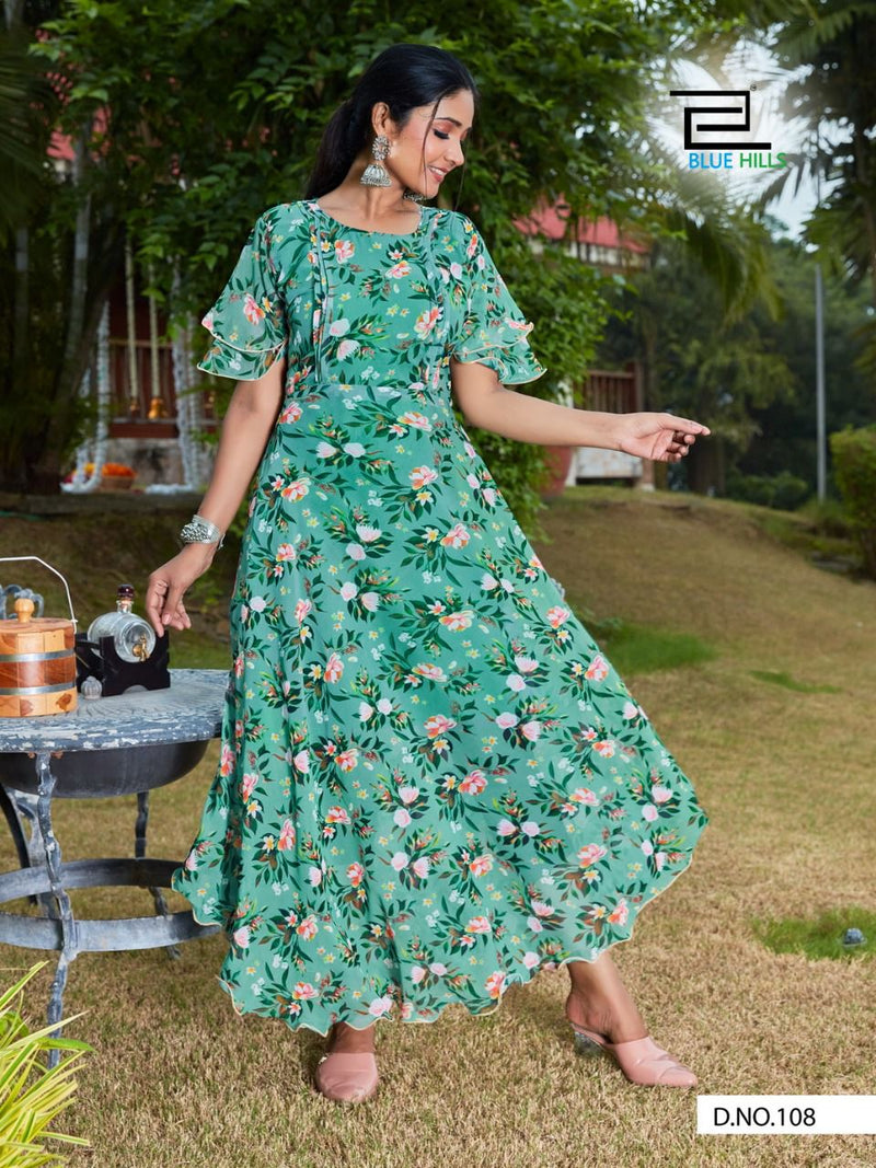 Blue Hills Big Bull Vol 3 Weightless Chiffon Digital Print Stylish Kurti