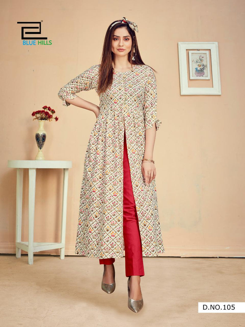 Blue Hills Calender Vol 5 Rayon Print Fency  designer Kurti