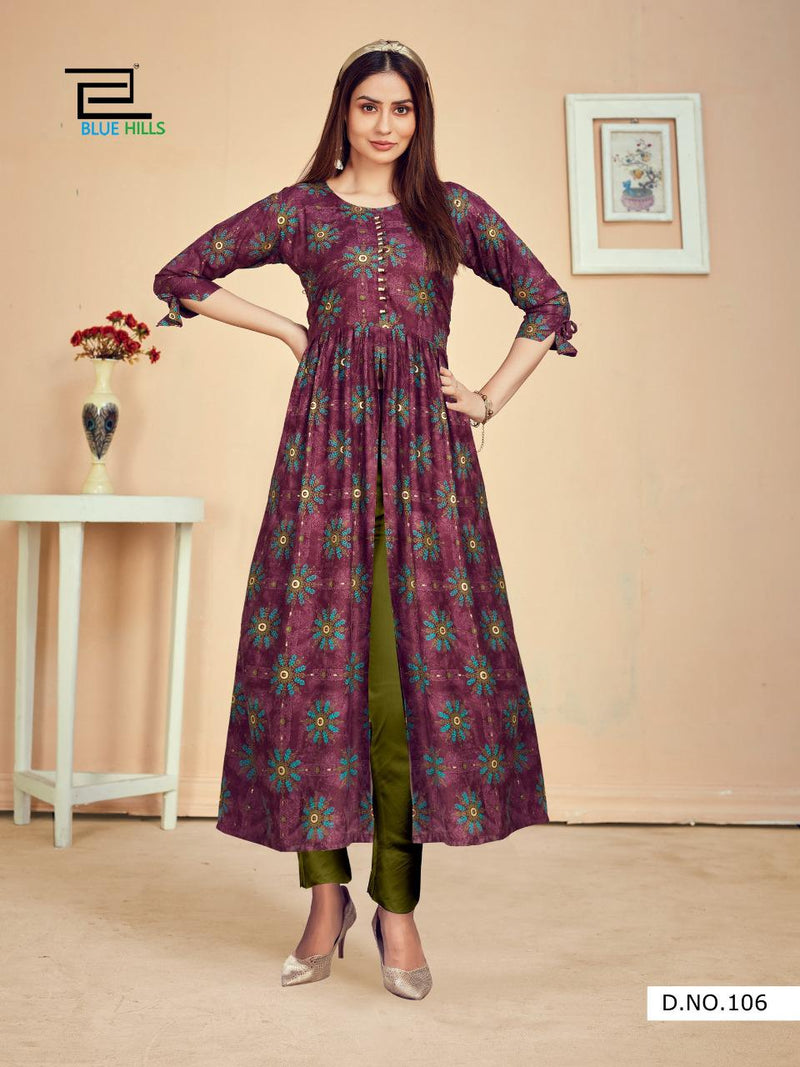 Blue Hills Calender Vol 5 Rayon Print Fency  designer Kurti