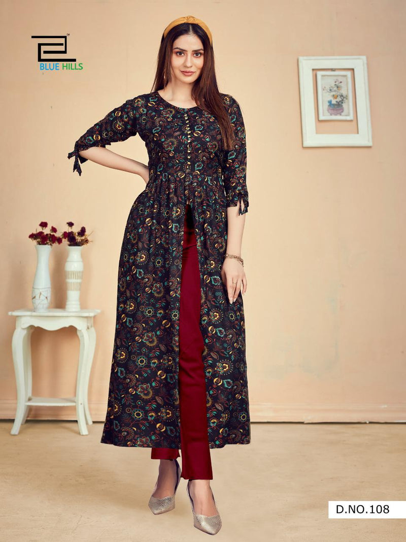 Blue Hills Calender Vol 5 Rayon Print Fency  designer Kurti
