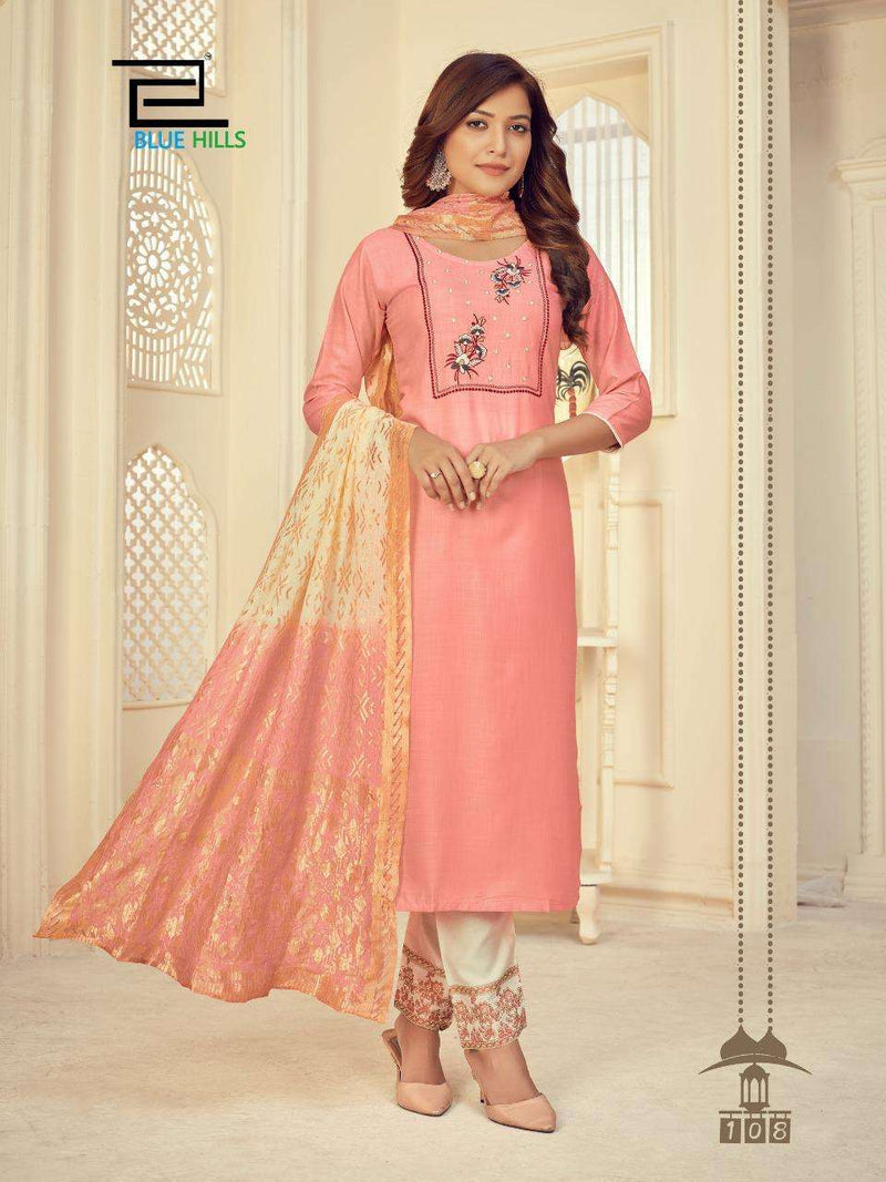 Blue Hills Launch By Skyline Vol 3 Rayon Slub With Embroidery Work Long Straight Exclusive Kurtis