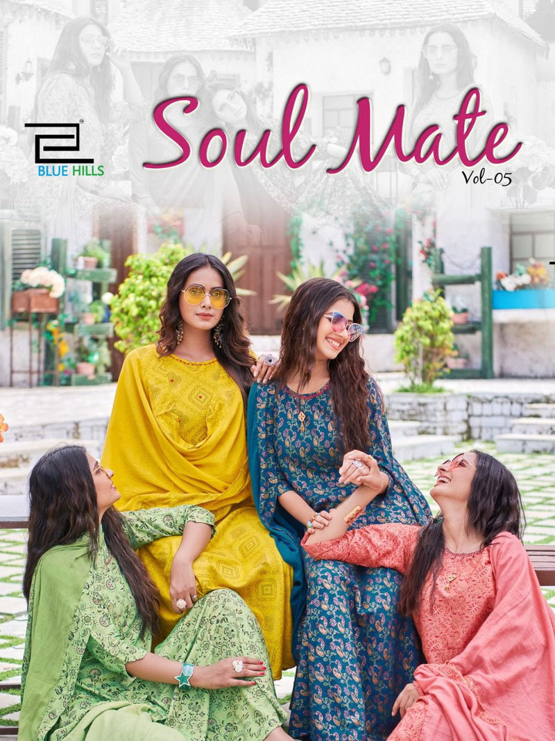 Blue Hills Soulmate Vol 5 Rayon Two Tone Classical Foil Print Kurti