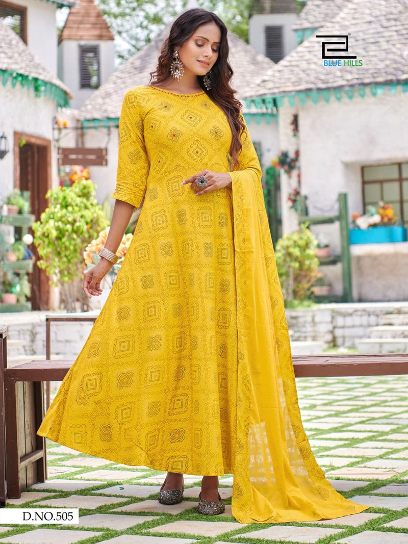 Blue Hills Soulmate Vol 5 Rayon Two Tone Classical Foil Print Kurti