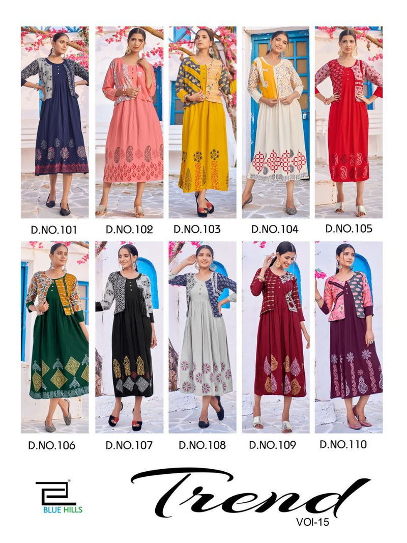 Blue Hills Trend  Vol 15 Rayon Capsual Print Designer Kurti