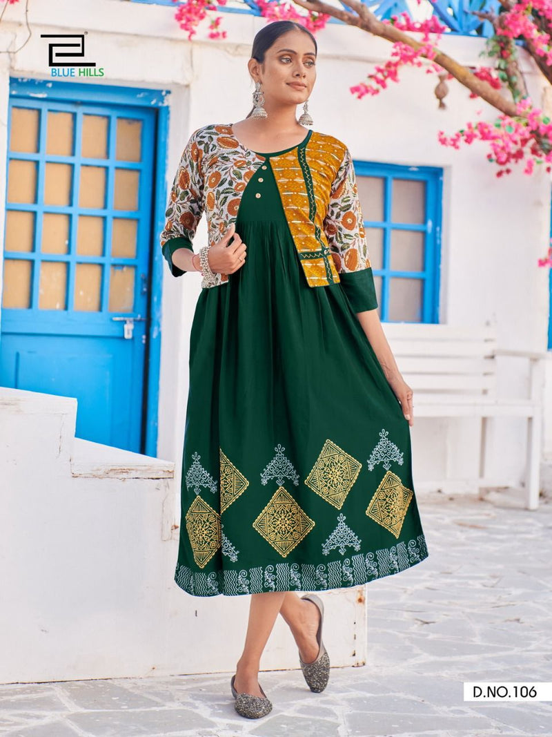 Blue Hills Trend  Vol 15 Rayon Capsual Print Designer Kurti