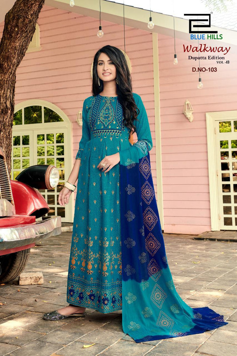 Blue Hills Walkway Vol 13 Rayon Classic Print Casual Wear Kurti Collection