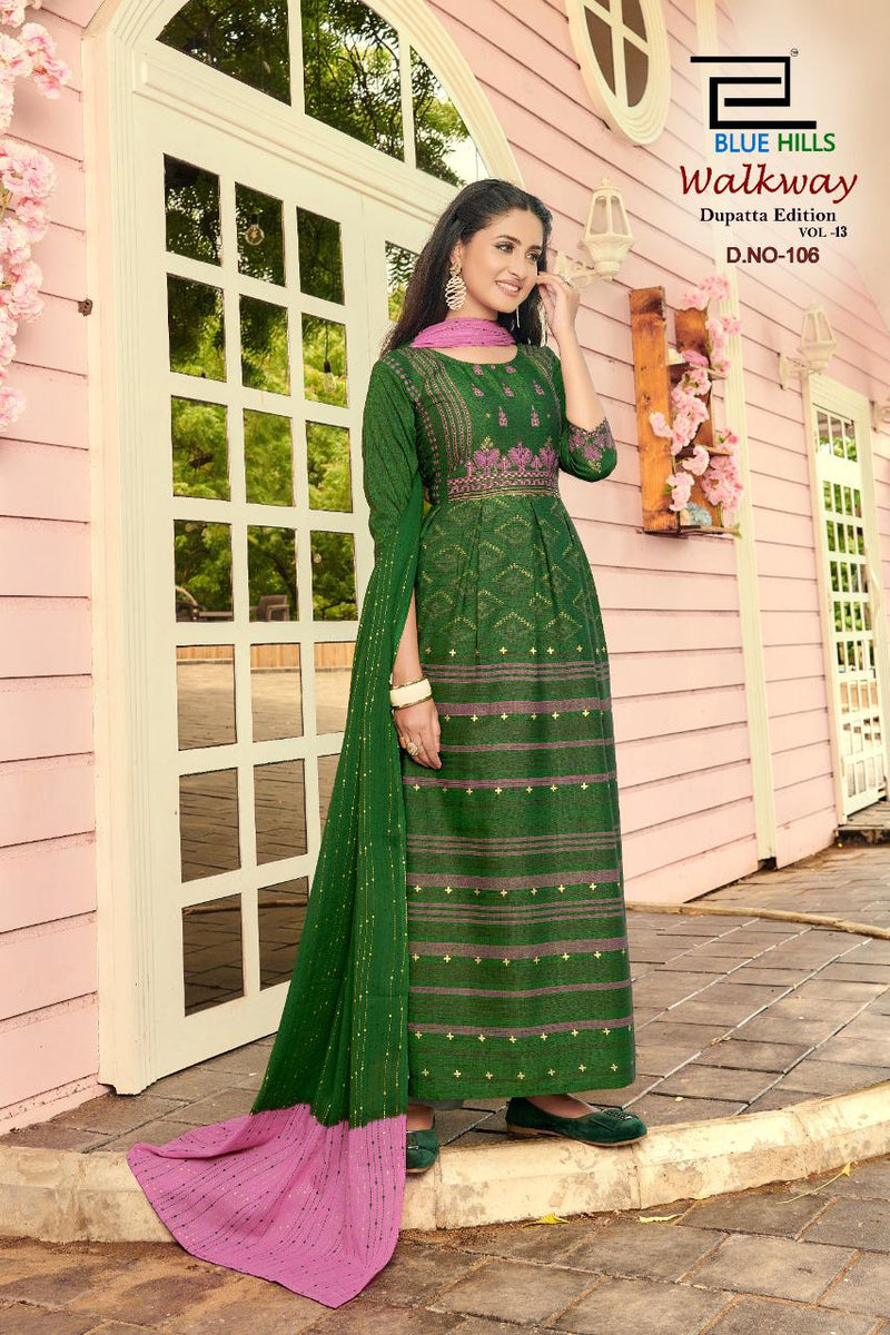 Blue Hills Walkway Vol 13 Rayon Classic Print Casual Wear Kurti Collection