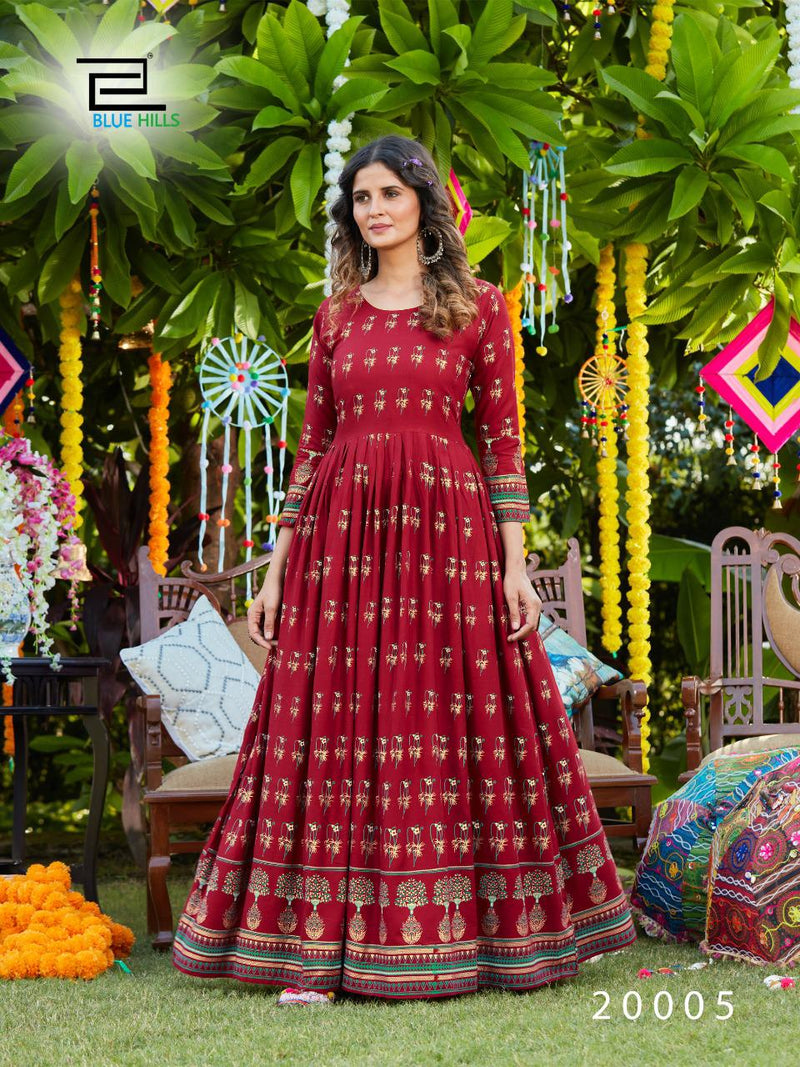 Blue Hills Walkway Vol 20 Rayon Foil Print Casual Wear Kurti