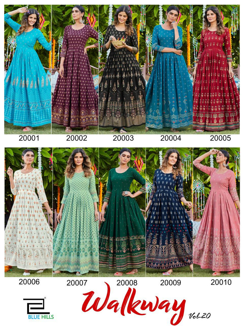 Blue Hills Walkway Vol 20 Rayon Foil Print Casual Wear Kurti