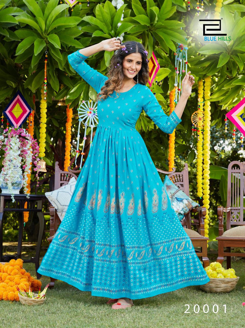 Blue Hills Walkway Vol 20 Rayon Foil Print Casual Wear Kurti