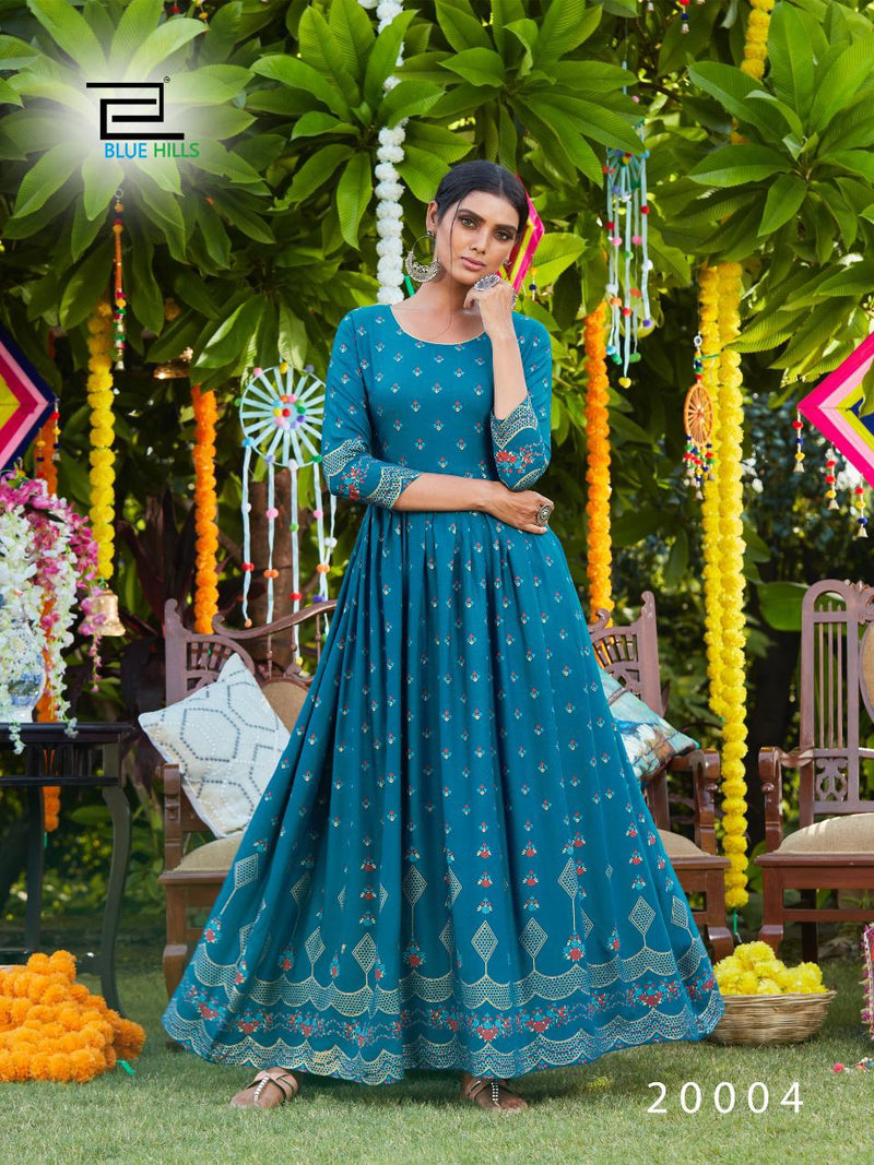 Blue Hills Walkway Vol 20 Rayon Foil Print Casual Wear Kurti