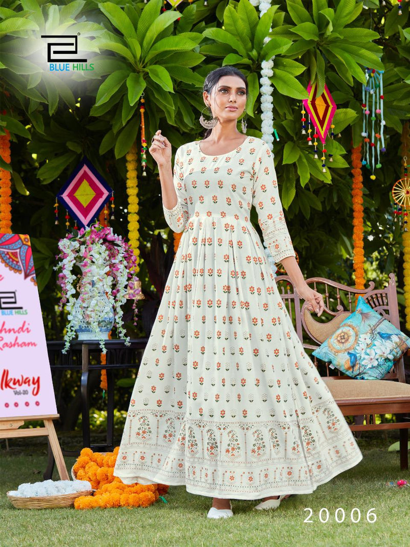 Blue Hills Walkway Vol 20 Rayon Foil Print Casual Wear Kurti