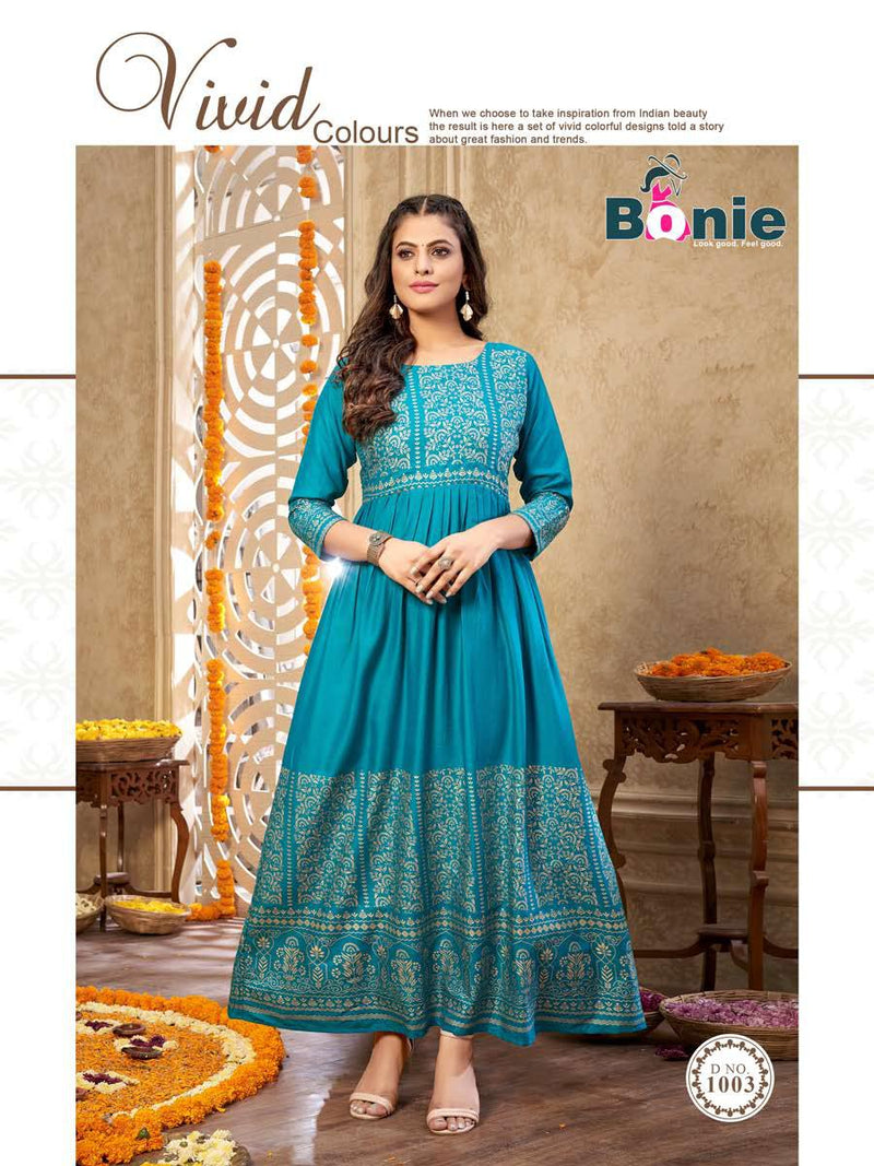 Bonie Senorita Heavy Rayon Stylish Designer Gown Collection Wholesale