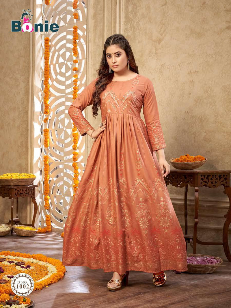Bonie Senorita Heavy Rayon Stylish Designer Gown Collection Wholesale