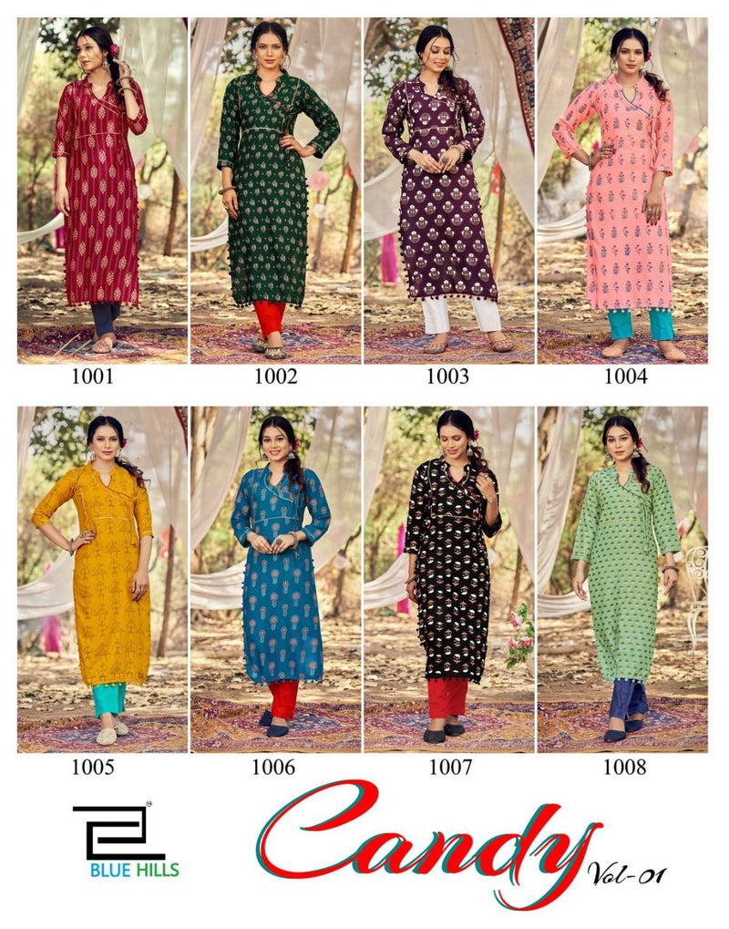 Blue Hills Candy Vol 1 Rayon Fancy Printed Casual Wear Kurtis