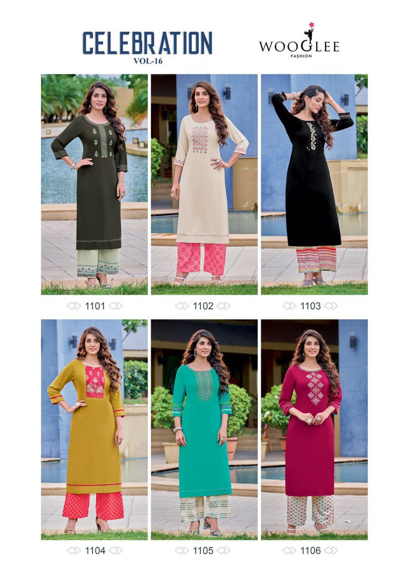 Wooglee Celebration Vol 16 Rayon Stylish Designer Casual Wear Kurti