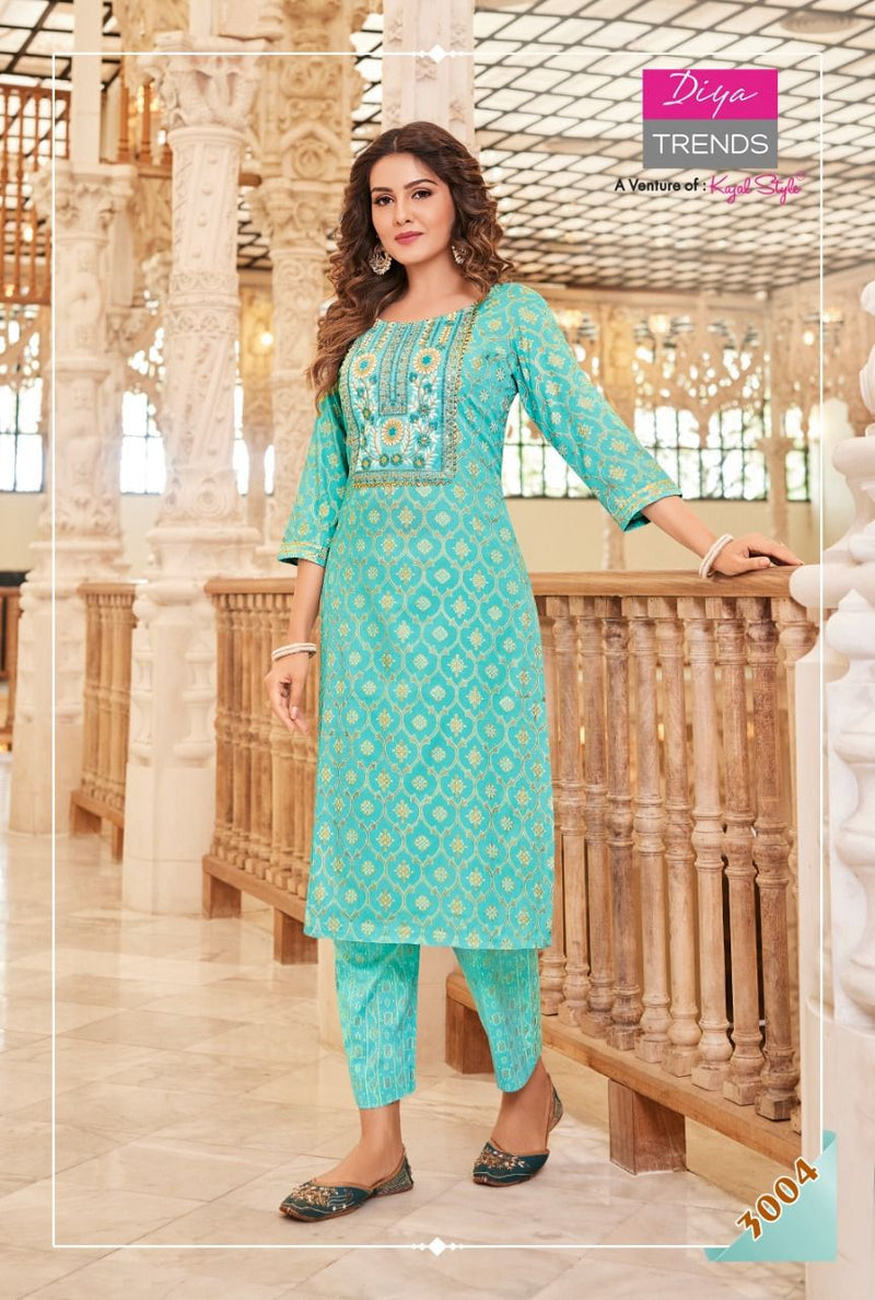 Diya Trends Celebration Vol 3 Rayon With Printed & Embroidery Work Stylish Designer Casual Wear Kurti