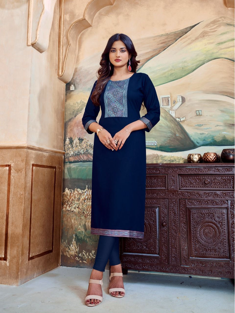 Viza Lifestyle Centra Rayon With Fancy Work Stylish Designer Festive Wear Kurti