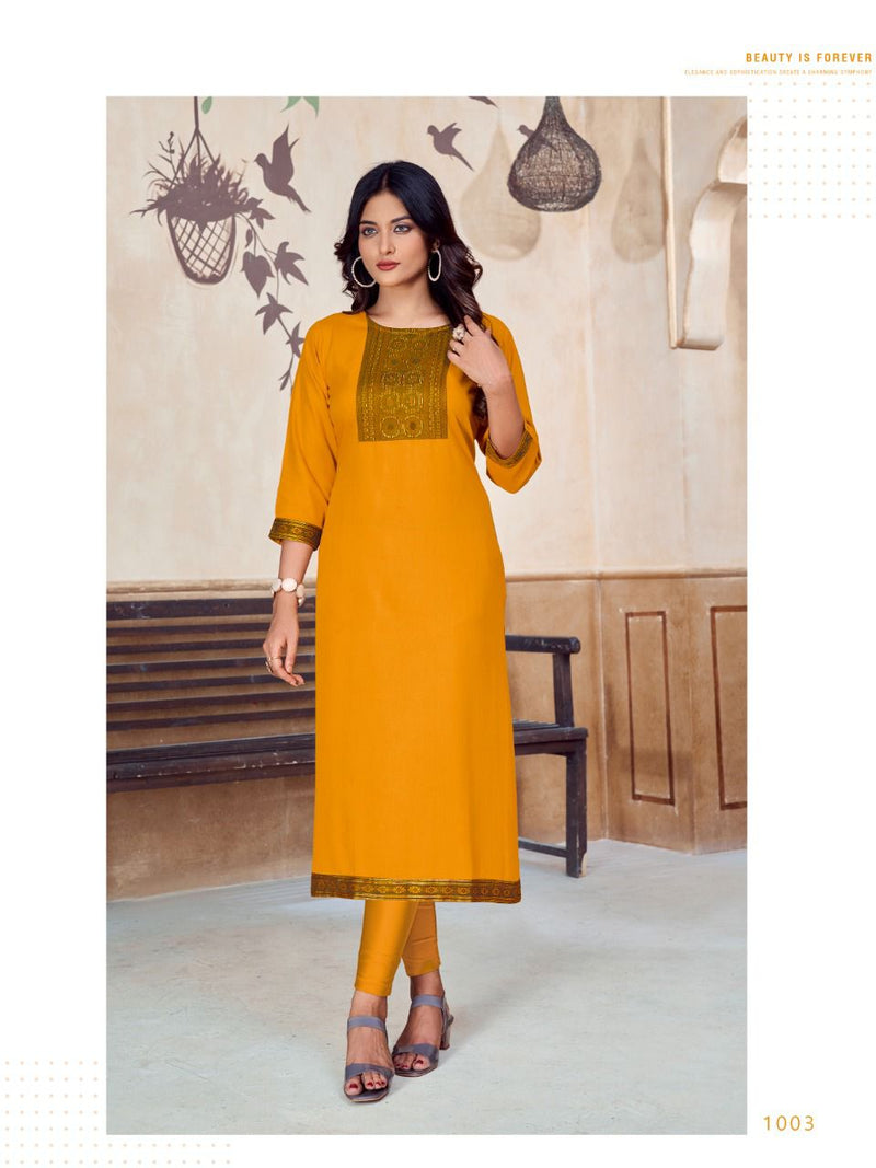 Viza Lifestyle Centra Rayon With Fancy Work Stylish Designer Festive Wear Kurti