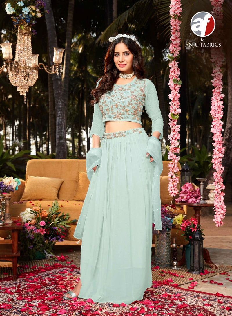 Anju Fabrics Ceremony Georgette Stylish Designer Wedding Wear Indo Western  Kurtis