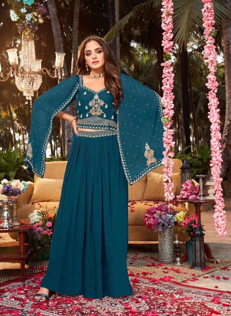 Anju Fabrics Ceremony Georgette Stylish Designer Wedding Wear Indo Western  Kurtis