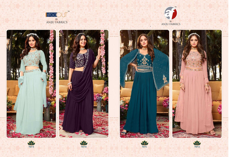 Anju Fabrics Ceremony Georgette Stylish Designer Wedding Wear Indo Western  Kurtis