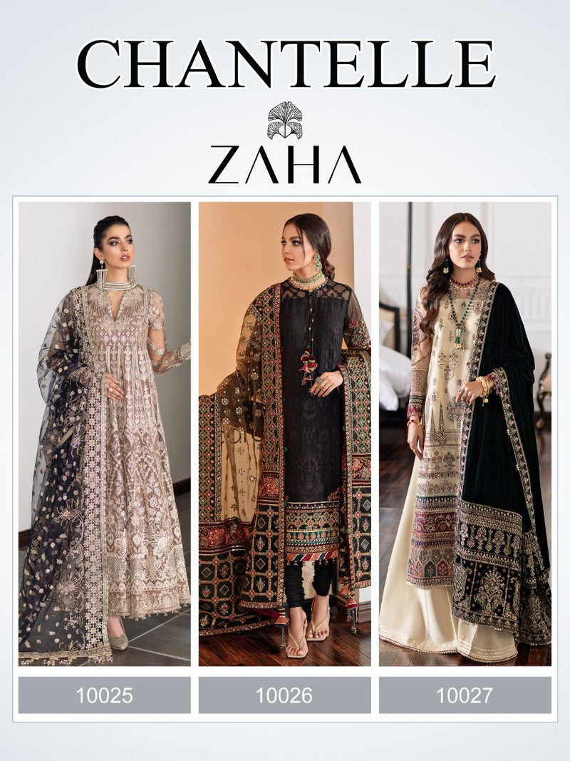 Zaha Chanterelle Georgette With Heavy Embroidery Pakistani Style Wedding Wear Salwar Suits