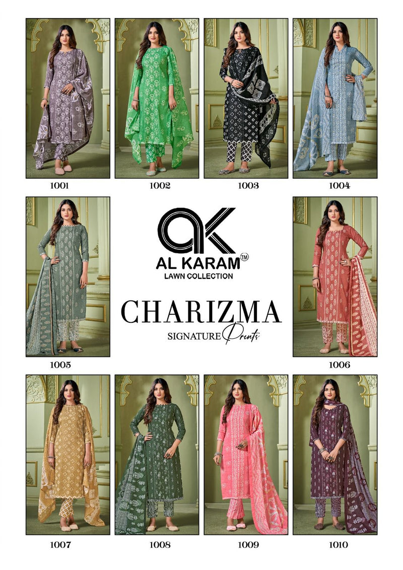 Al Karam Charizma Signature Print Pure Soft Cotton Printed Designer Salwar Kameez
