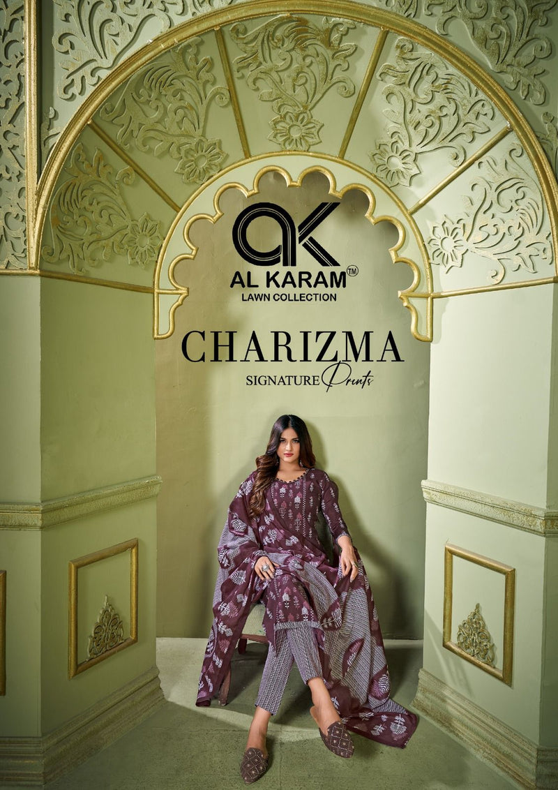 Al Karam Charizma Signature Print Pure Soft Cotton Printed Designer Salwar Kameez