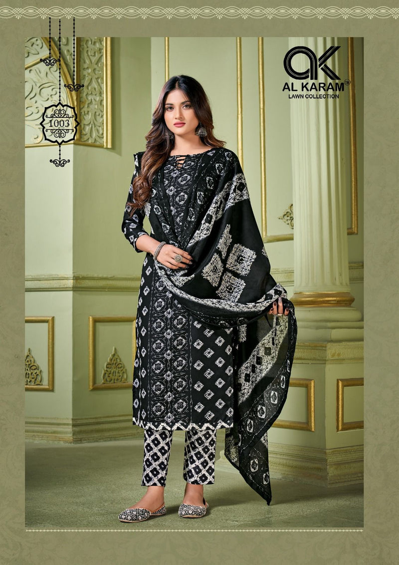 Al Karam Charizma Signature Print Pure Soft Cotton Printed Designer Salwar Kameez