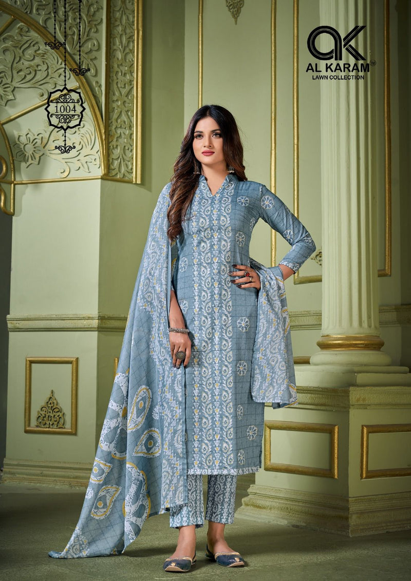 Al Karam Charizma Signature Print Pure Soft Cotton Printed Designer Salwar Kameez