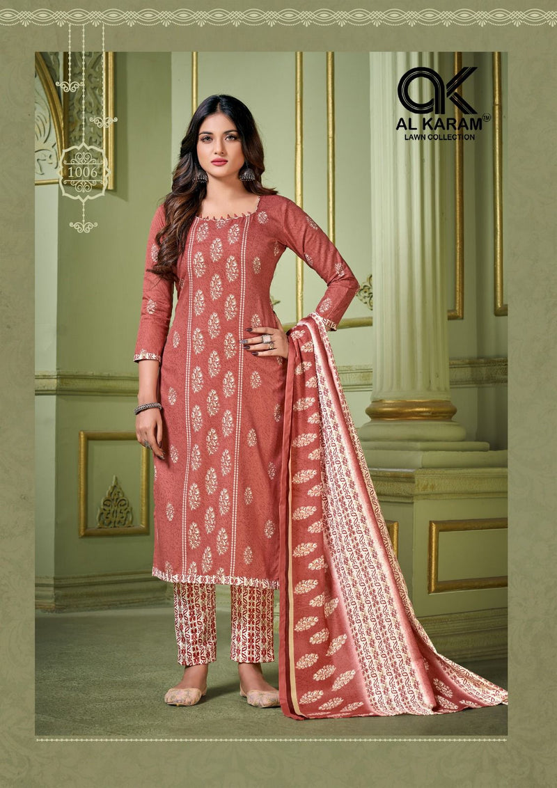 Al Karam Charizma Signature Print Pure Soft Cotton Printed Designer Salwar Kameez