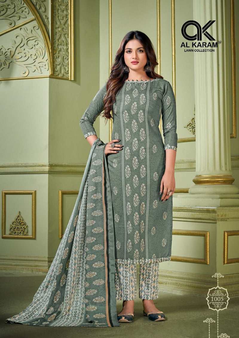 Al Karam Charizma Signature Print Pure Soft Cotton Printed Designer Salwar Kameez